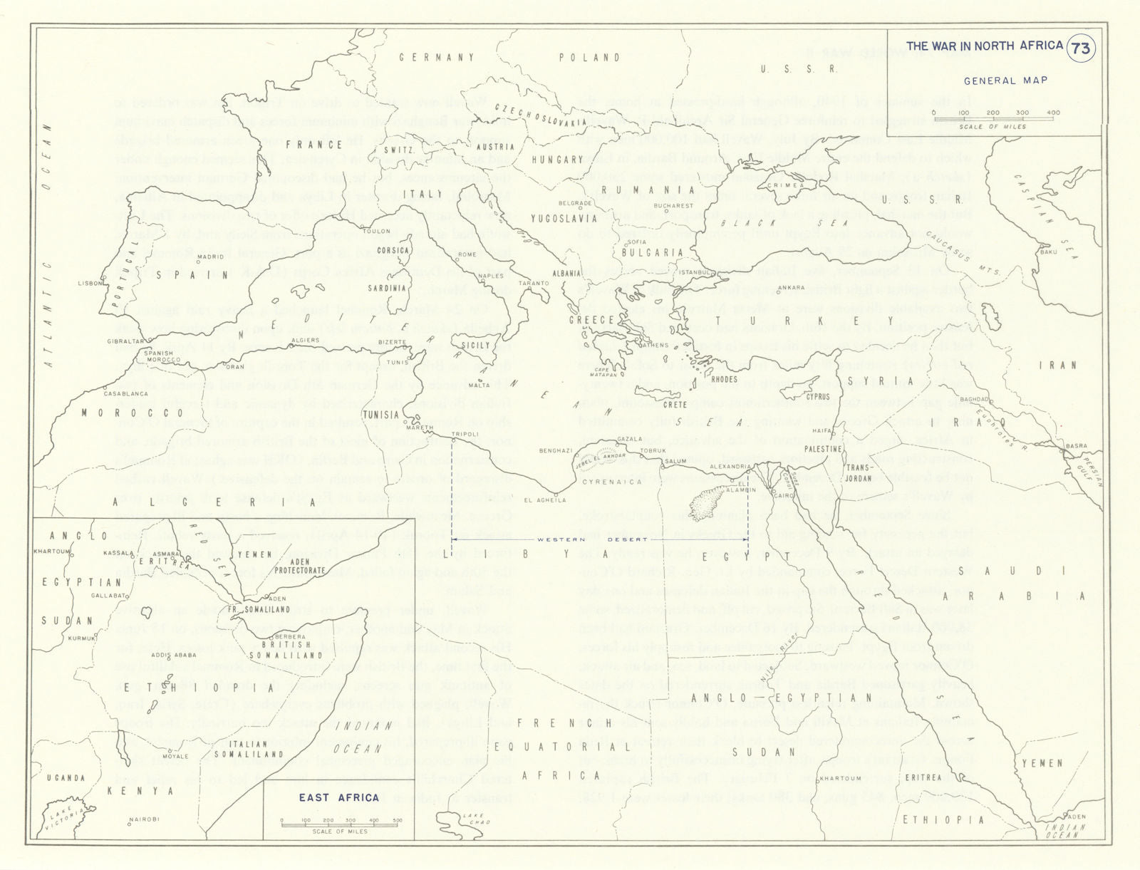 World War 2. North Africa. Western Desert. General Map 1959 old vintage
